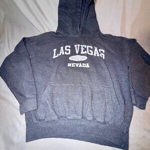 ESY Las Vegas Nevada Hoodie Mens Small Gray Good Graphic Fleece Pullover